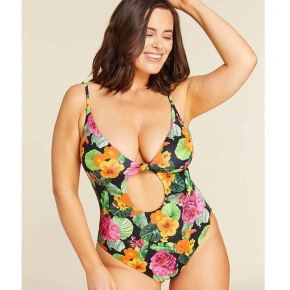 Andie Swim Santorini Knot Keyhole Swimsuit Size XS Tropical Print - Picture 1 of 7